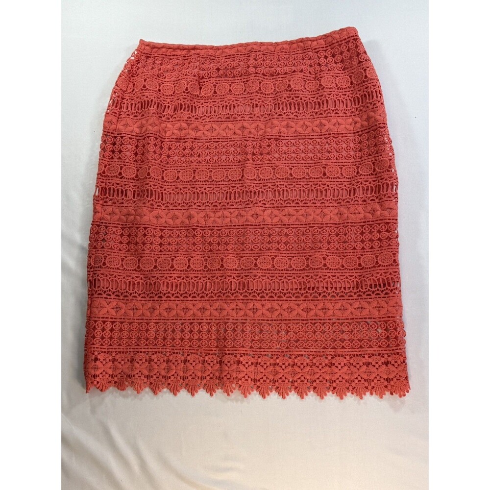 Crochet Boho Coral Pencil Midi Skirt Fairy Gypsy Cottage Festival L